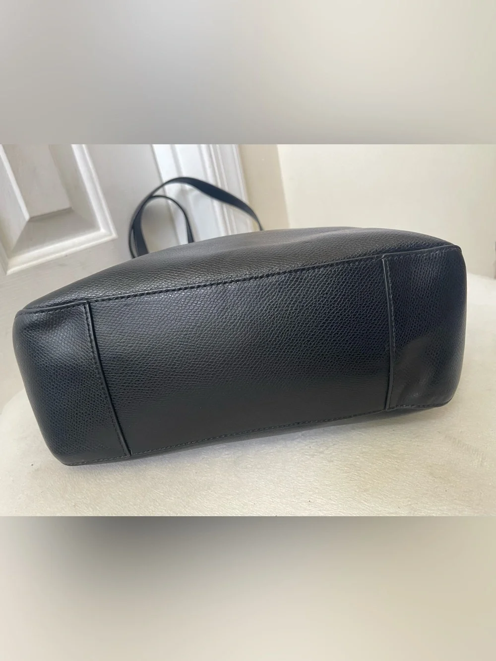 Coach Black Leather Tote with Gold Accents
